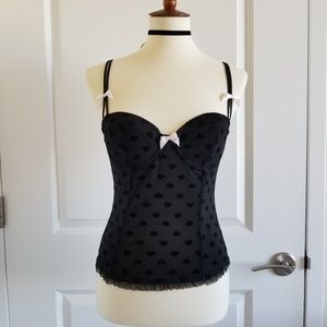 Black Polka Dot Corset Top